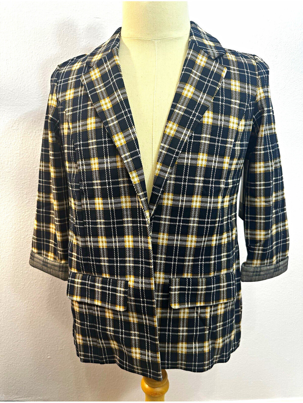 Liverpool Los Angeles Women’s Navy Plaid Blazer Jacket PS SI77-0007